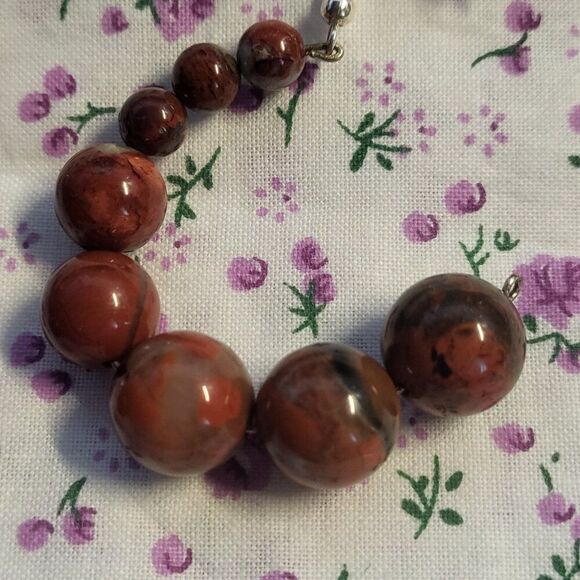 Large Brown Agate Beaded Dangle Earrings - Picture 3 of 6